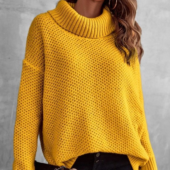 Yellow Preppy Womens turtleneck Sweater - Picture 4 of 5